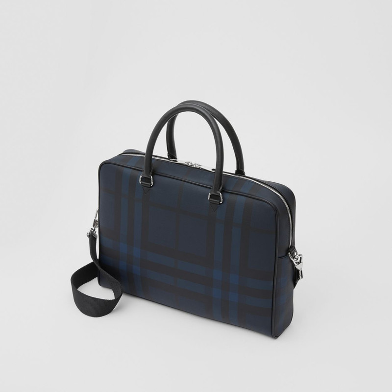London Check and Leather Briefcase 4