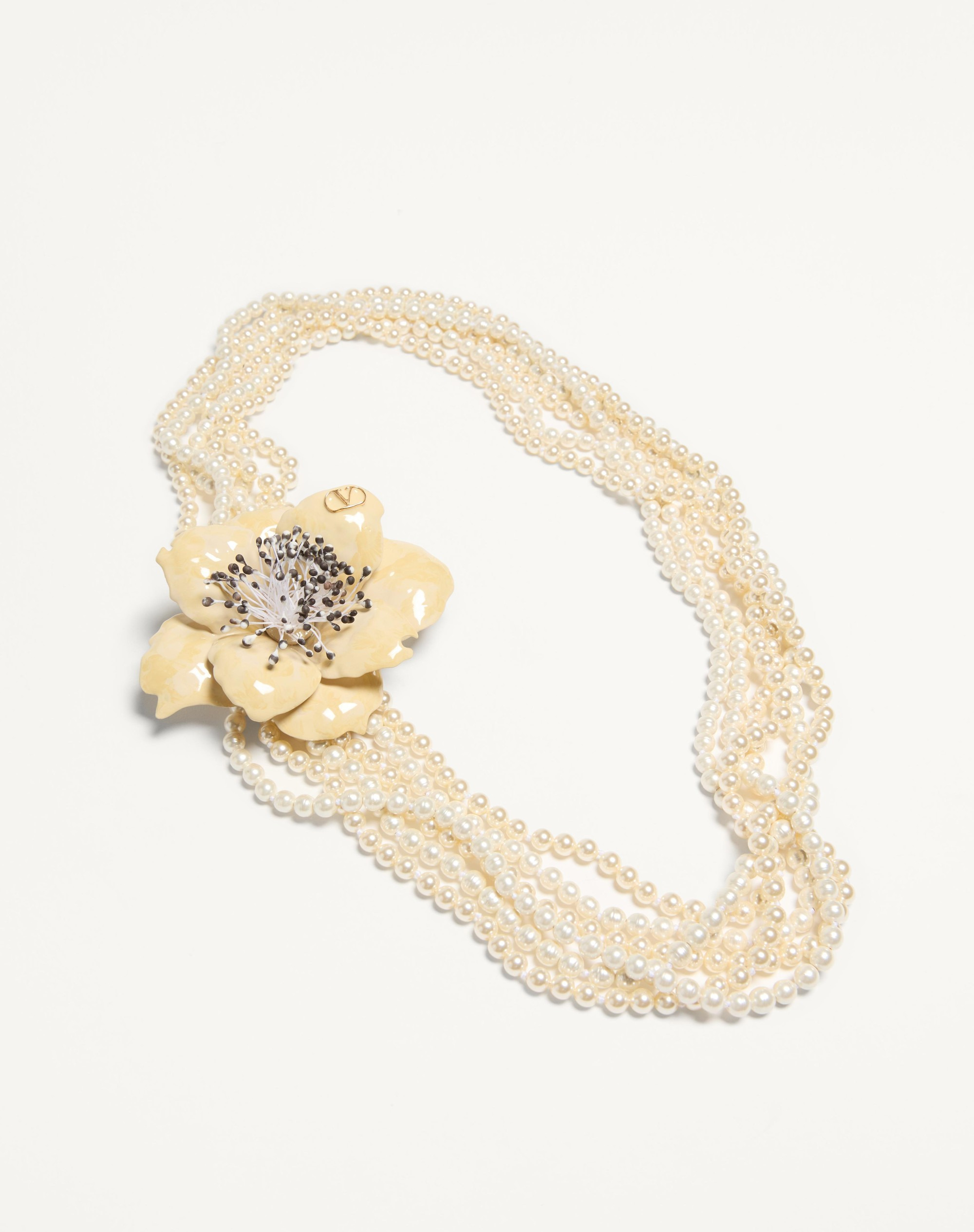 FLEUR LUMINEUSE NECKLACE IN METAL, ENAMEL, PEARLS AND FABRIC - 2