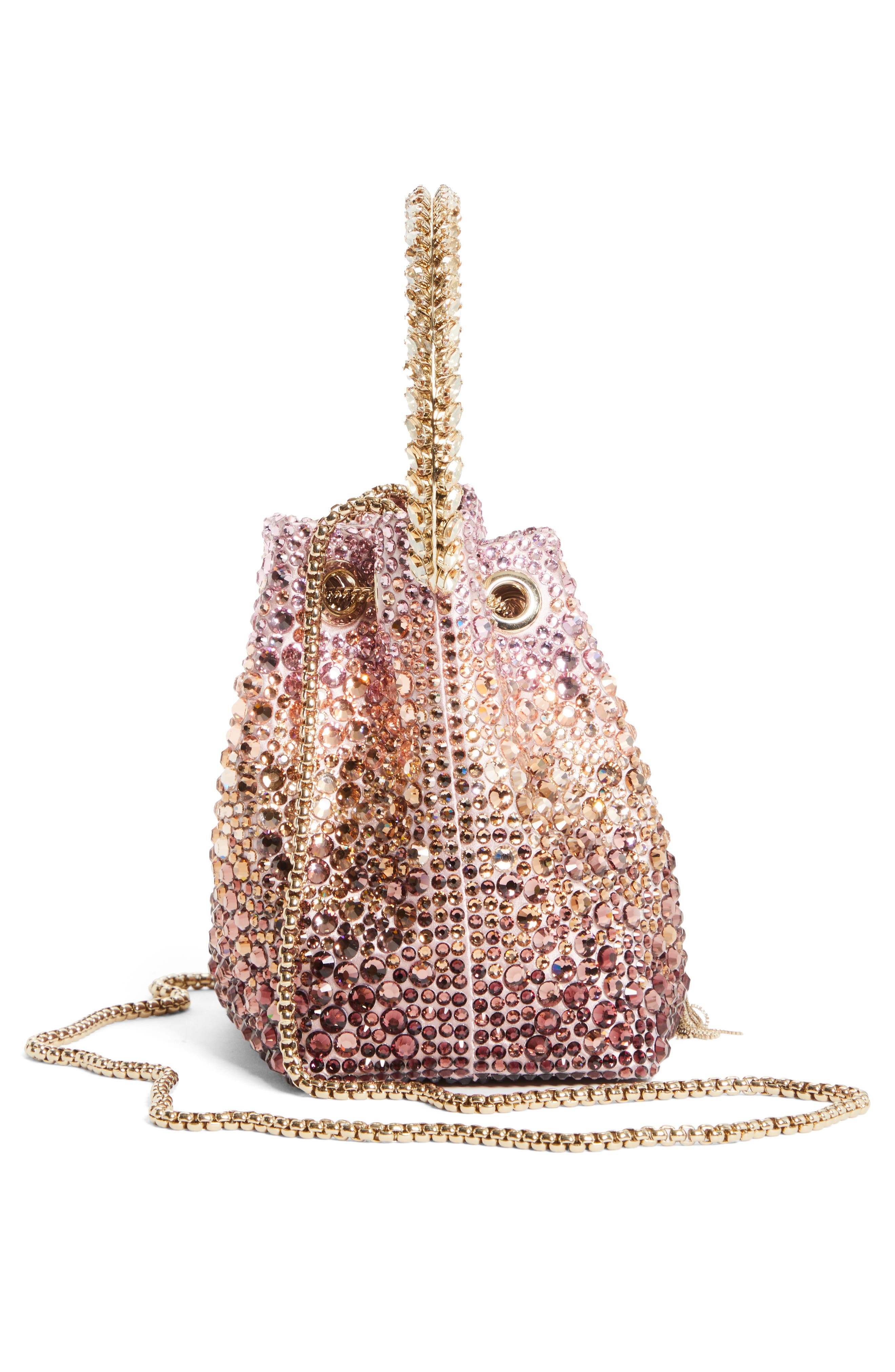 Jimmy Choo Bon Bon Crystal Embellished Pouch in Silky Blush Mix/Light Gold at Nordstrom - 6