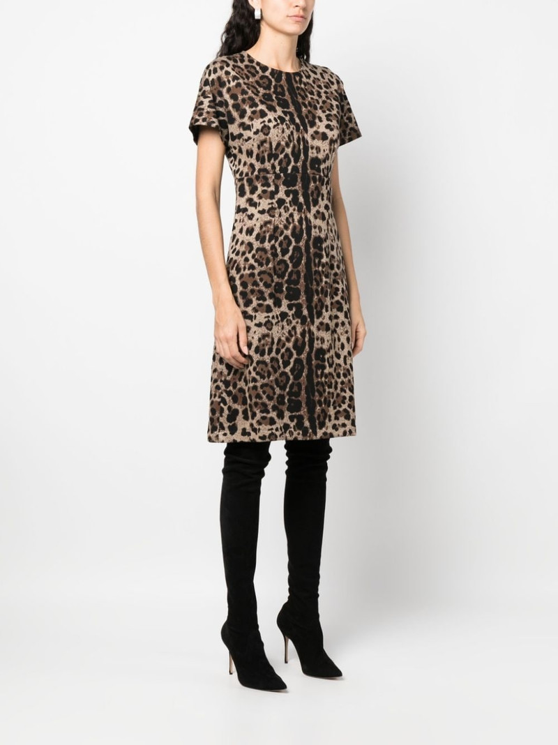leopard-jacquard short-sleeved dress 3
