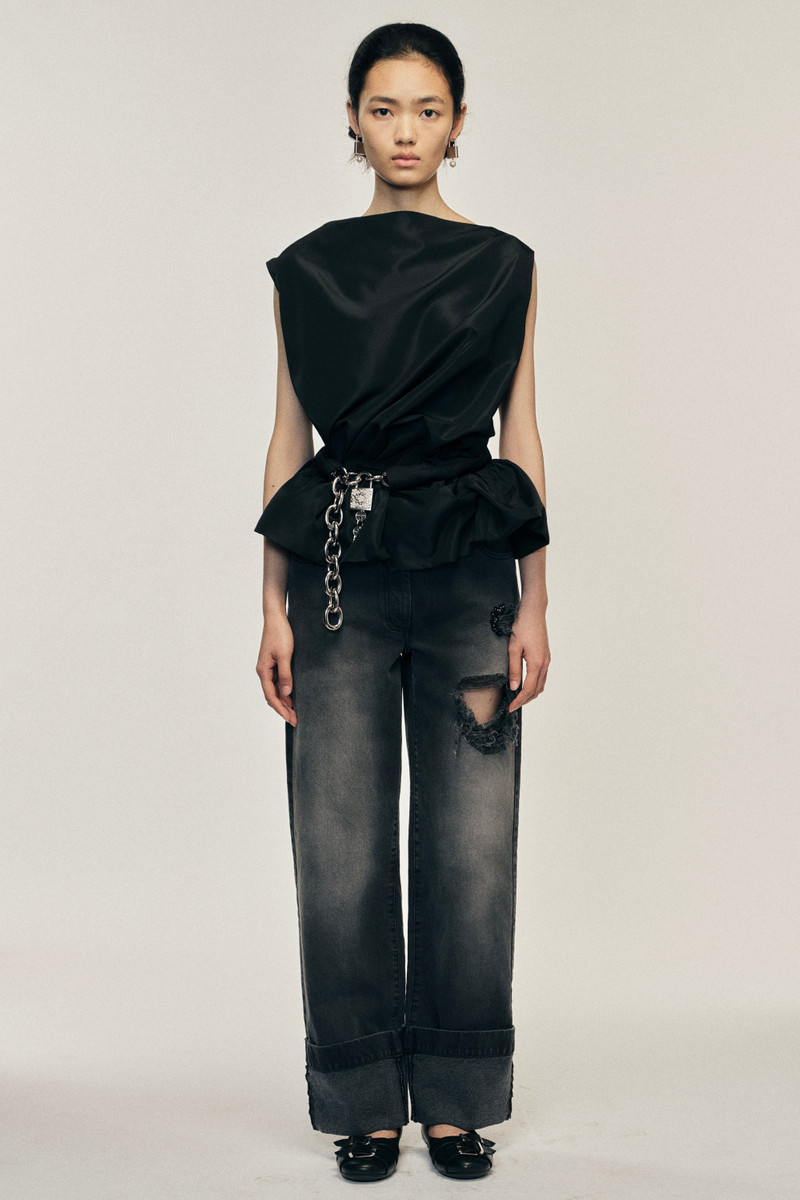 Draped Bind Peplum Top 1