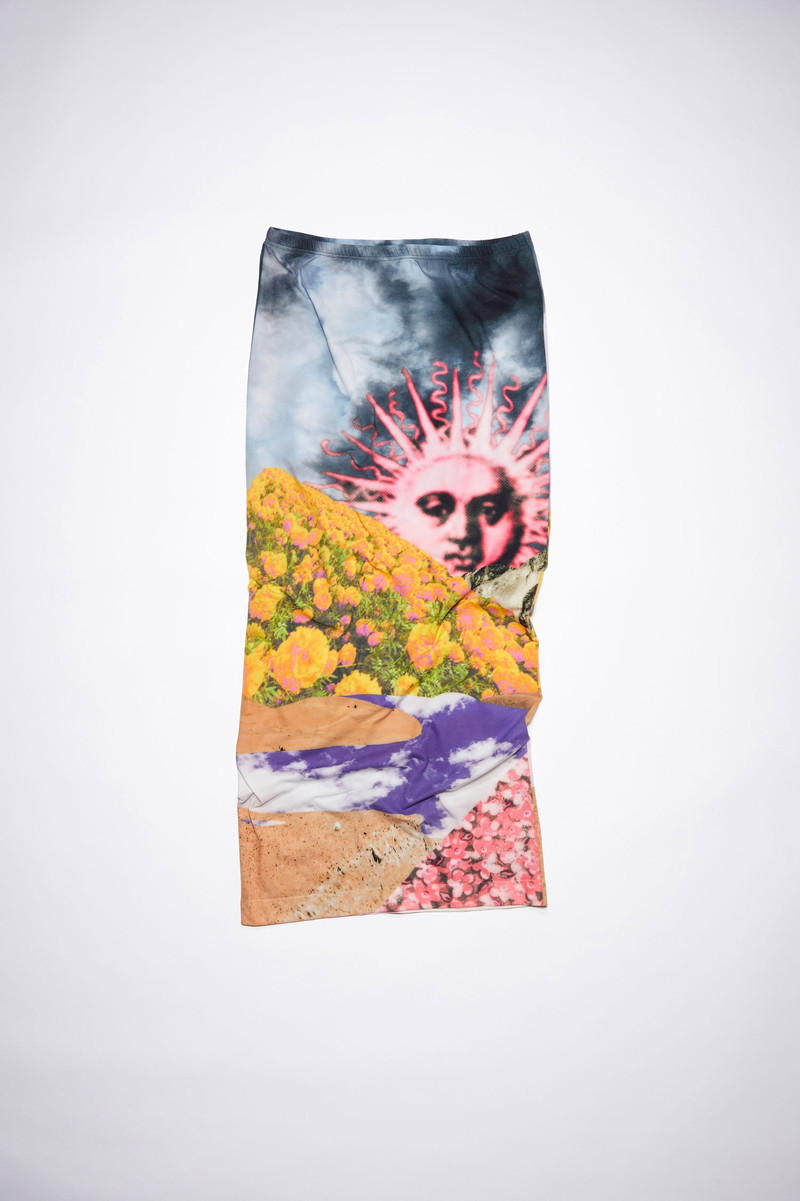 Printed midi skirt - Yellow/green 5