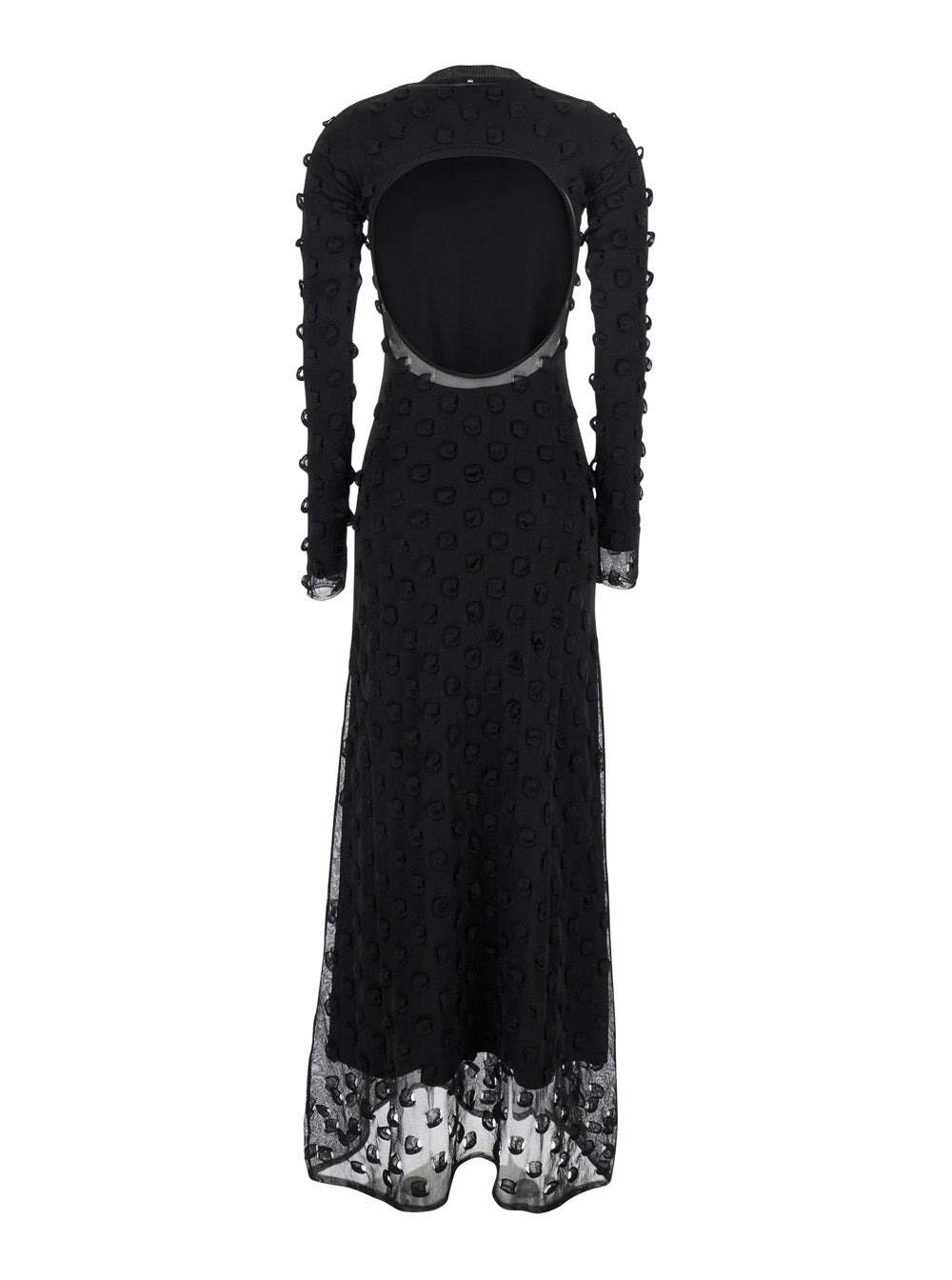 Sportmax Women Black Crewneck Dress With 3D Effect And Semi Sheer Design In Tech Fabric Woman - 2