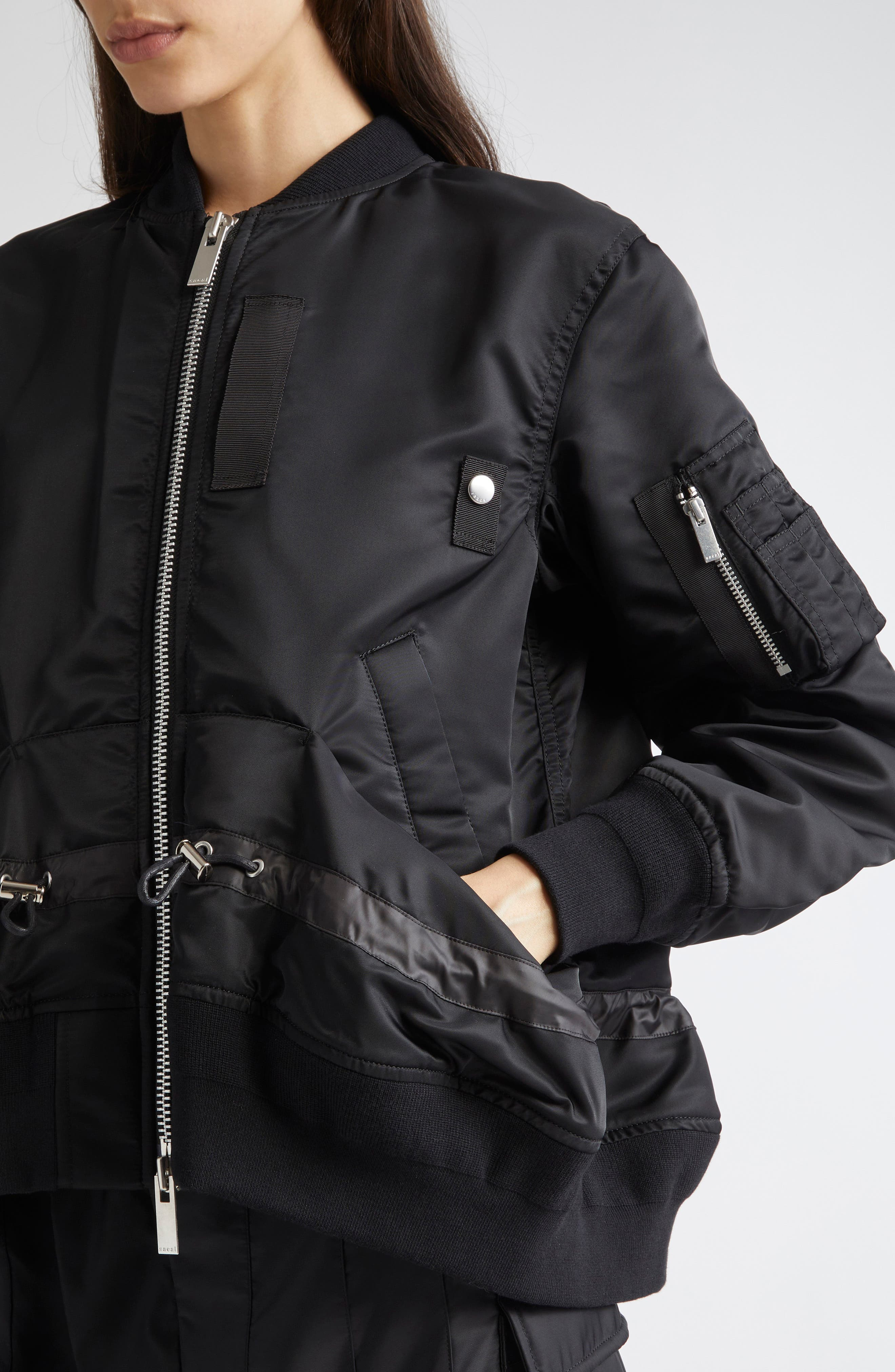 Sacai Blouson Nylon Twill Bomber Jacket in Black at Nordstrom - 5