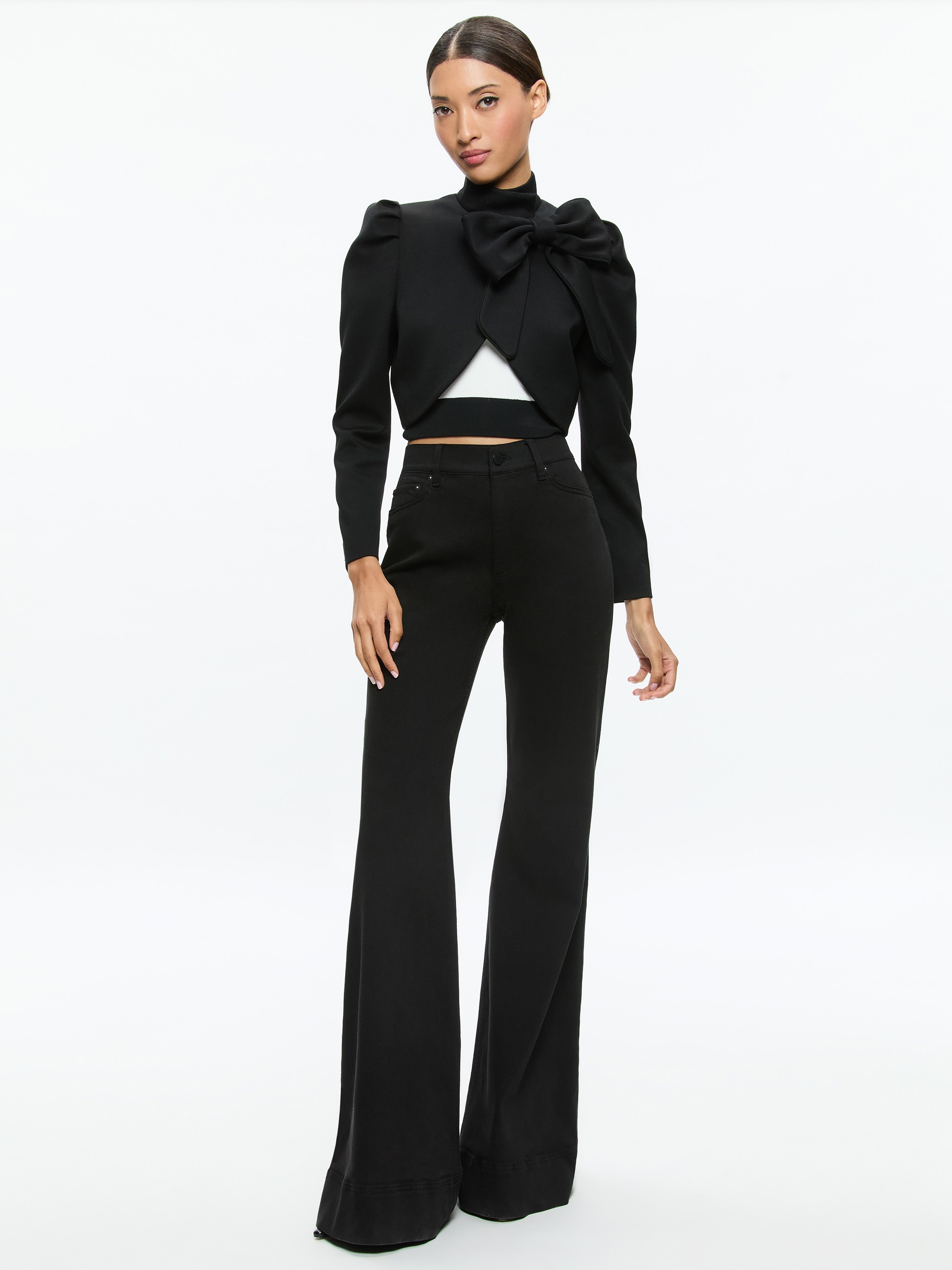 ADDISON BOW COLLAR CROPPED JACKET - 3