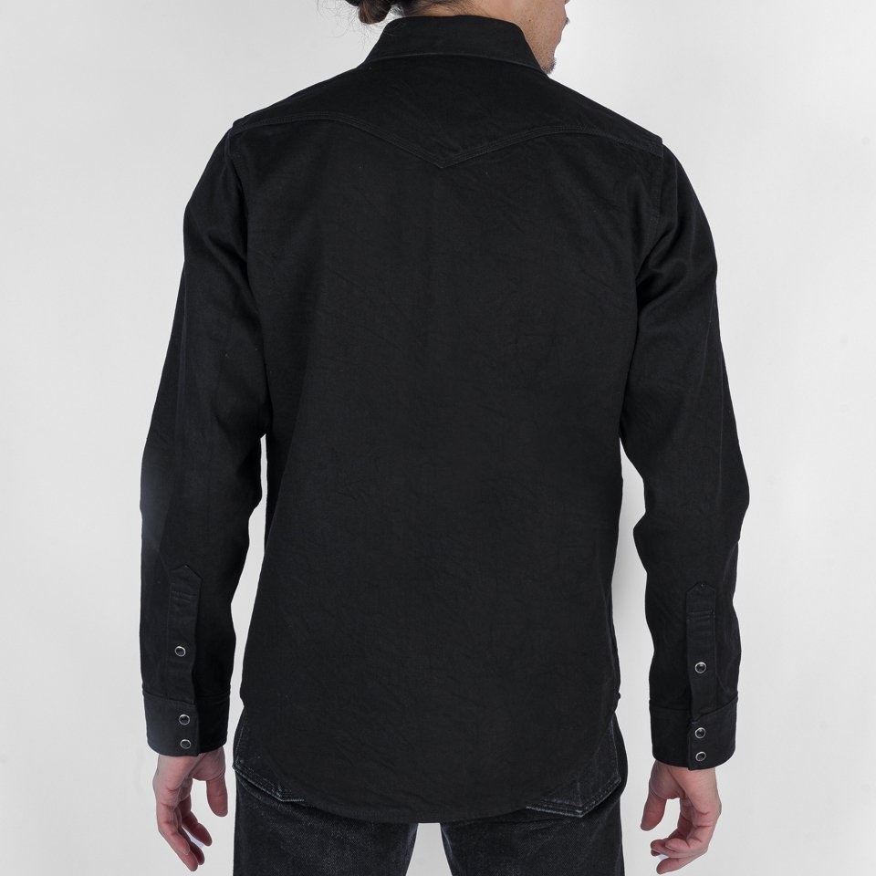 IHSH-396-BLK 13.5oz Denim Western Shirt - Black - 3
