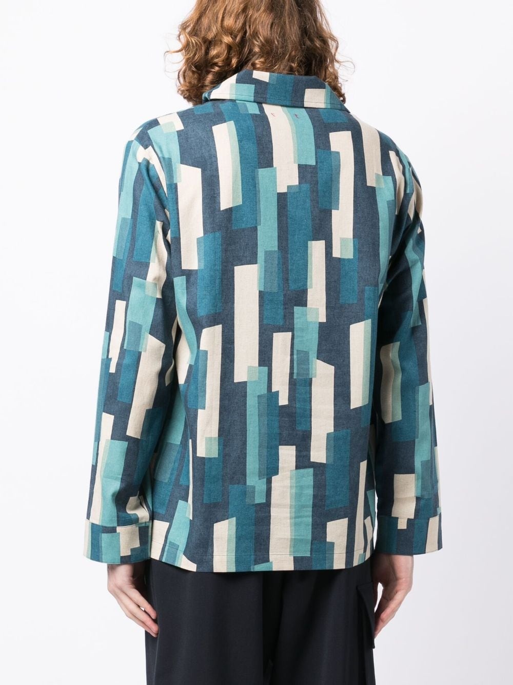 geometric-print button-up shirt - 4