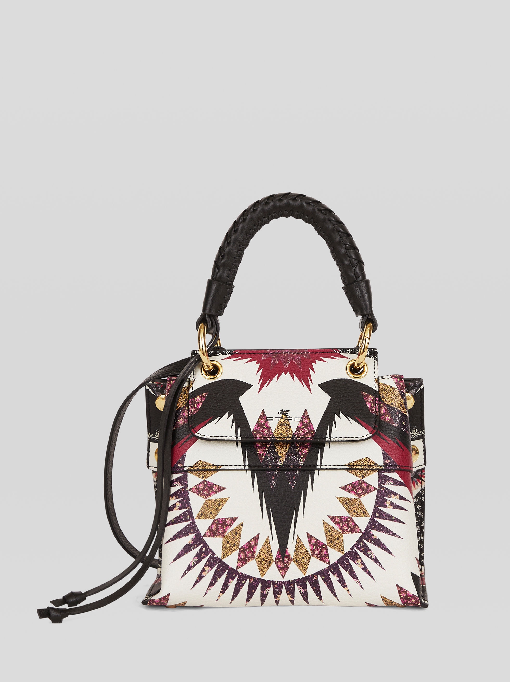 GEOMETRIC PRINT LEATHER HANDBAG - 1