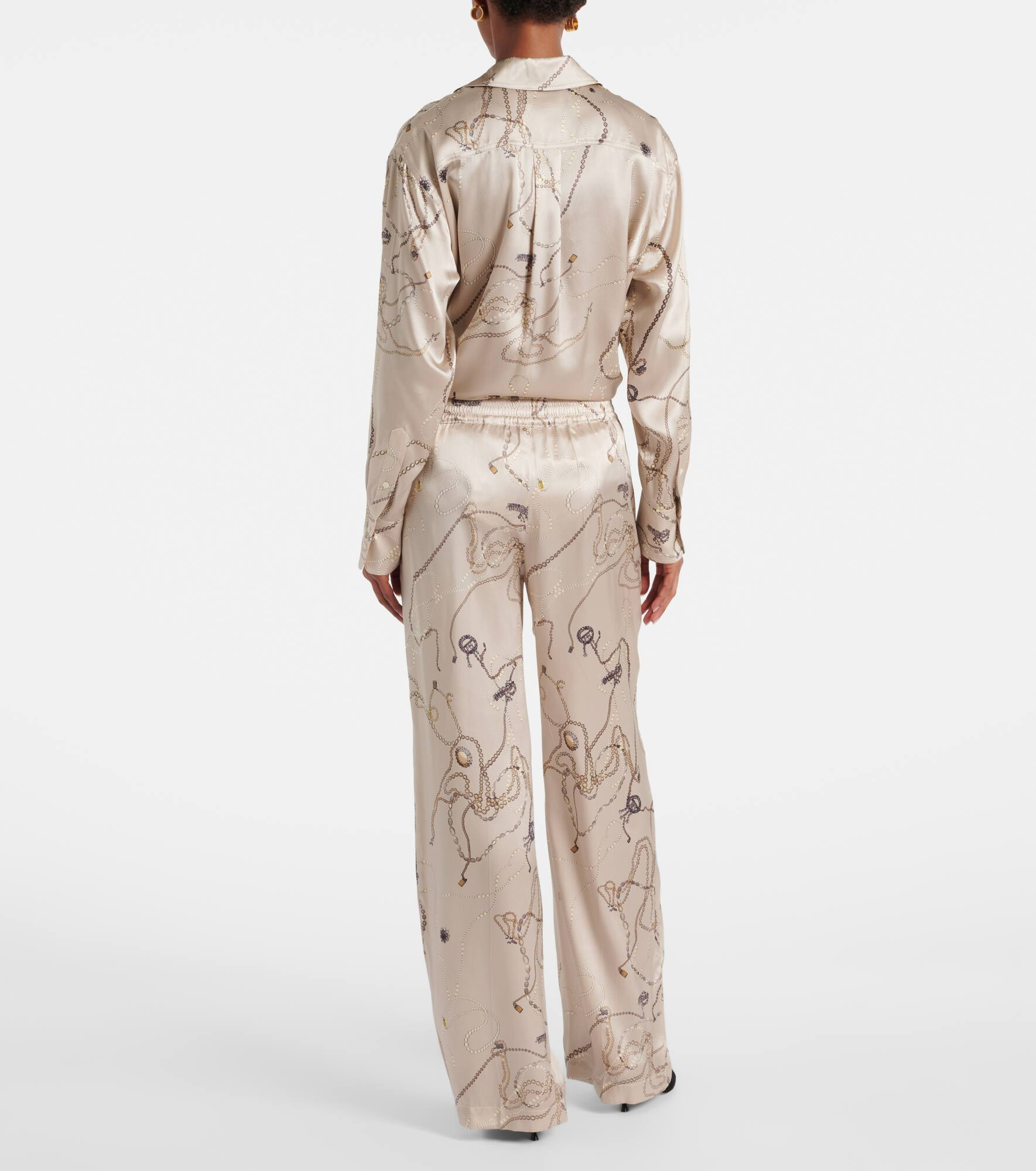 Printed silk satin pajama pants - 3