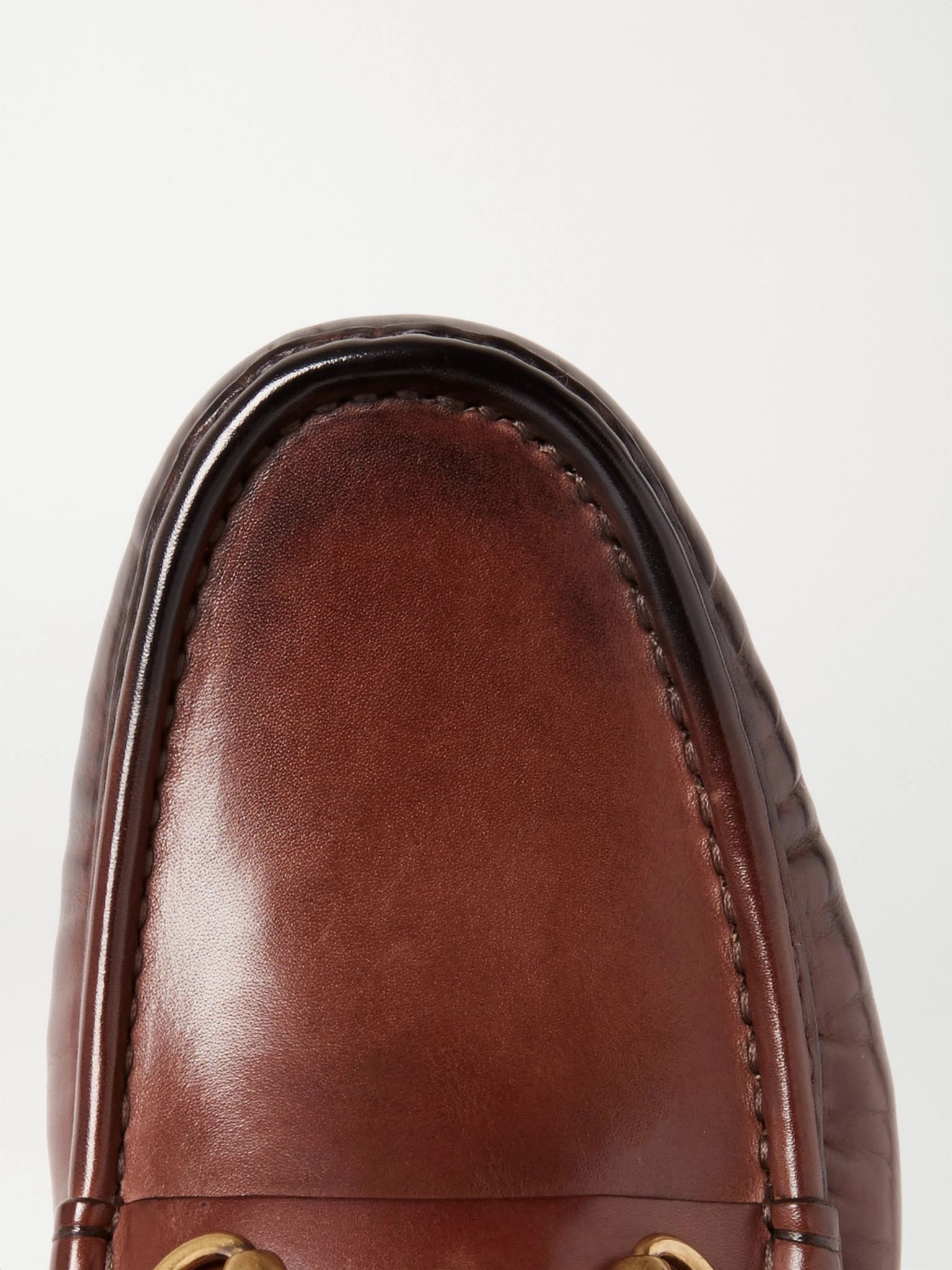 Roos Horsebit Burnished-Leather Loafers - 6