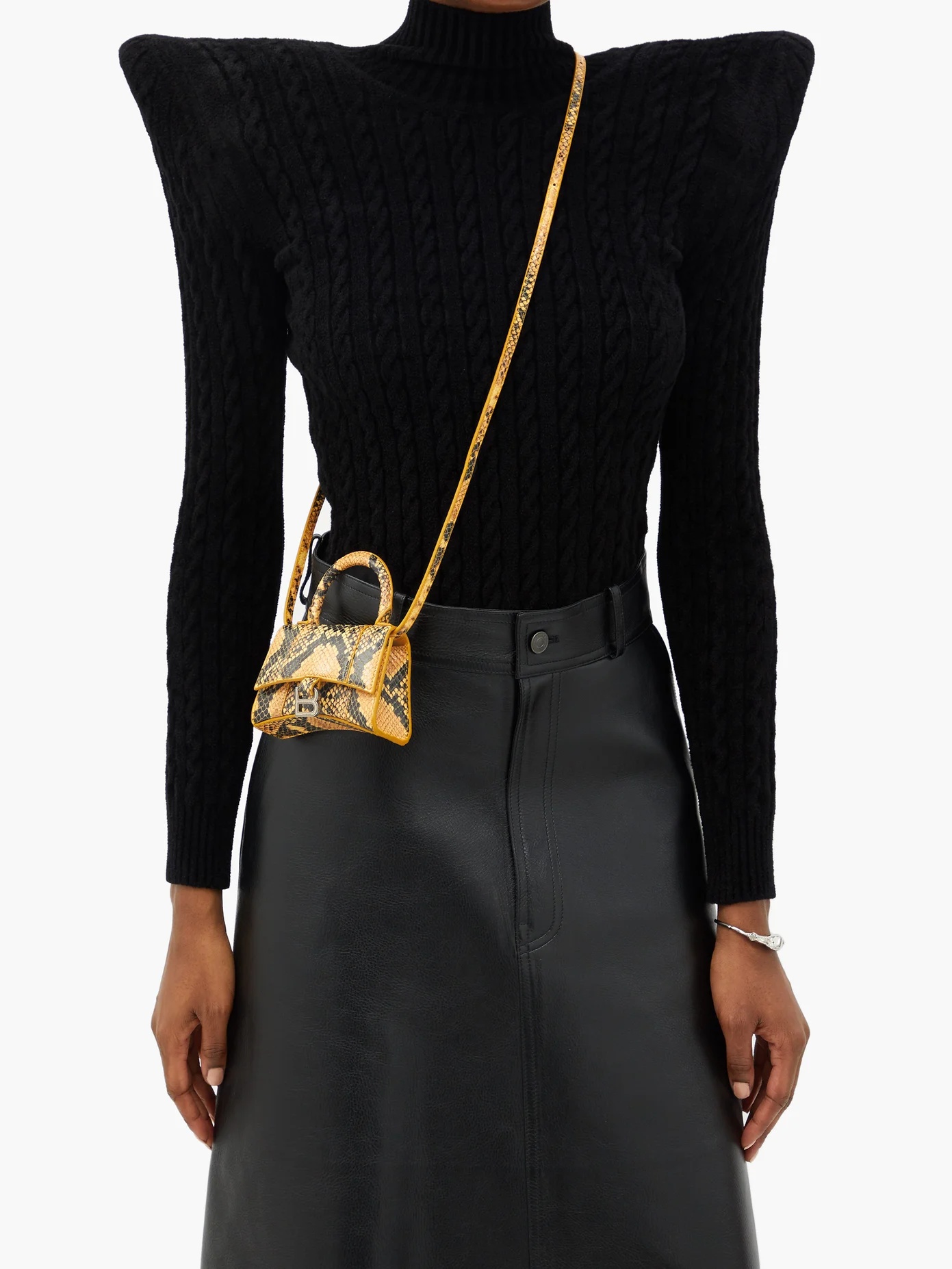 Hourglass python-effect leather cross-body bag - 2