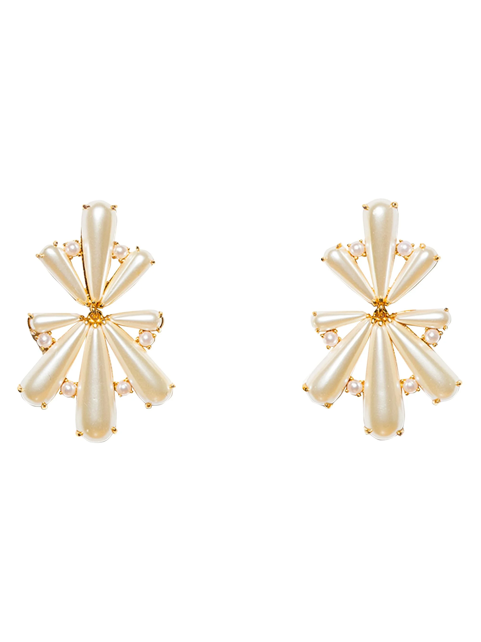 Women's 14K Gold-Plated & Scalloped Acrylic Pearl Chandelier Earrings - Beige - 1