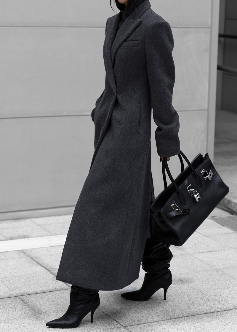 Melva Long Coat - Charcoal 6