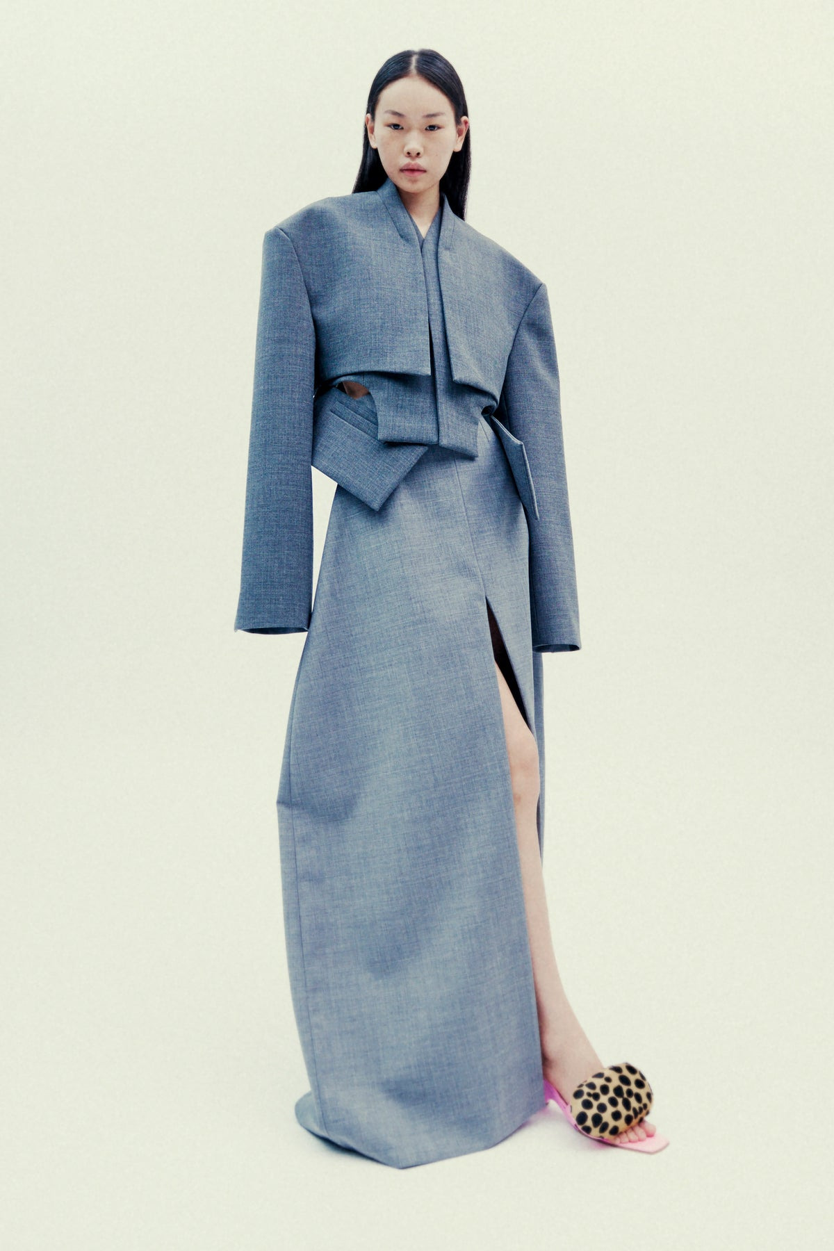 CROPPED JACKET WITH INSERT GREY - 2