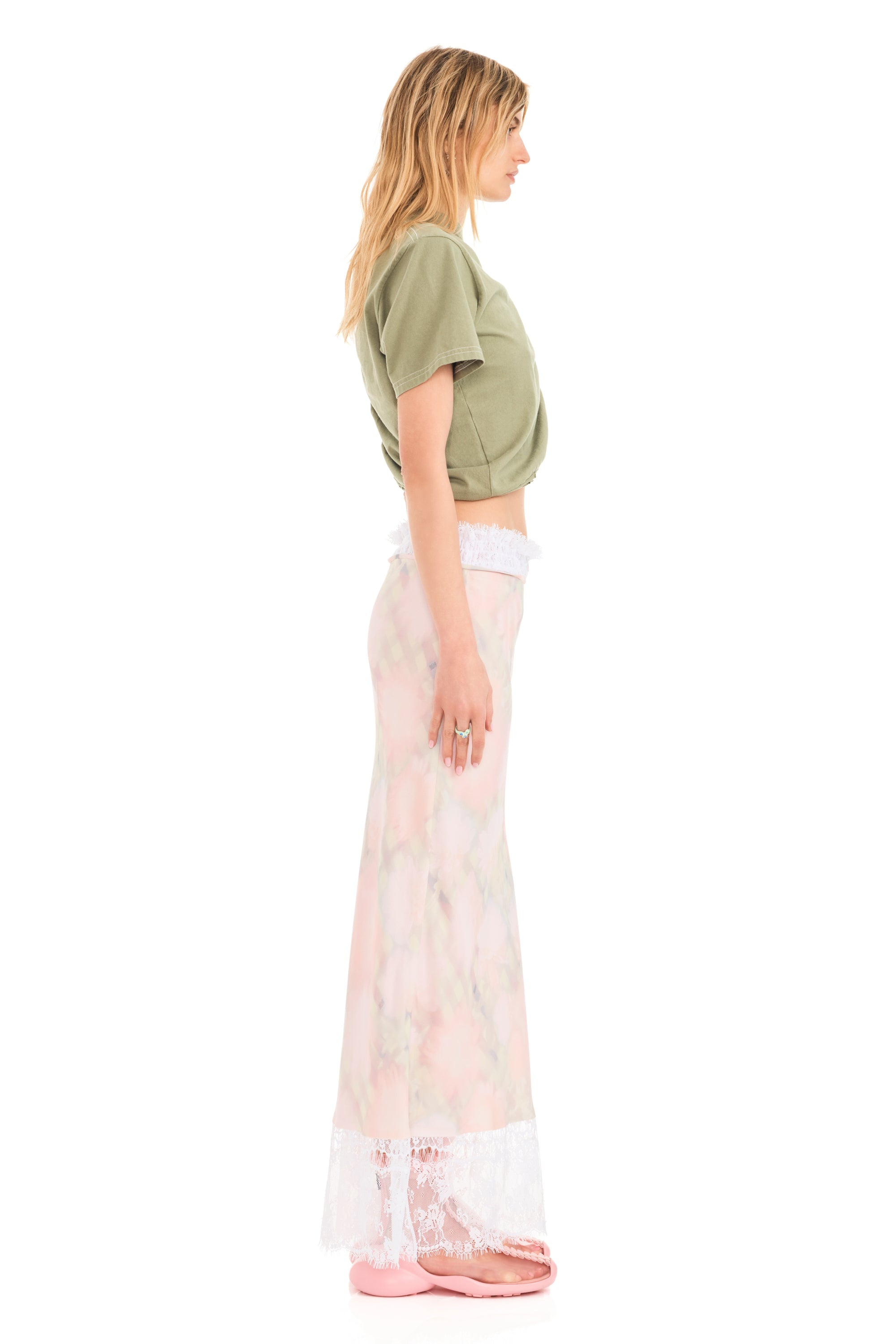 WASHED DAISY PLAID LACE YOD SKIRT - 4