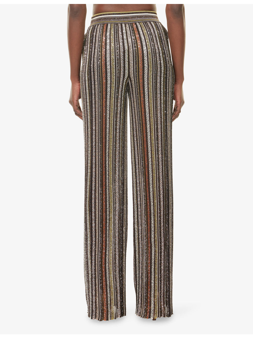 Sequin-Stripe High-Waist Knitted Trousers - 4