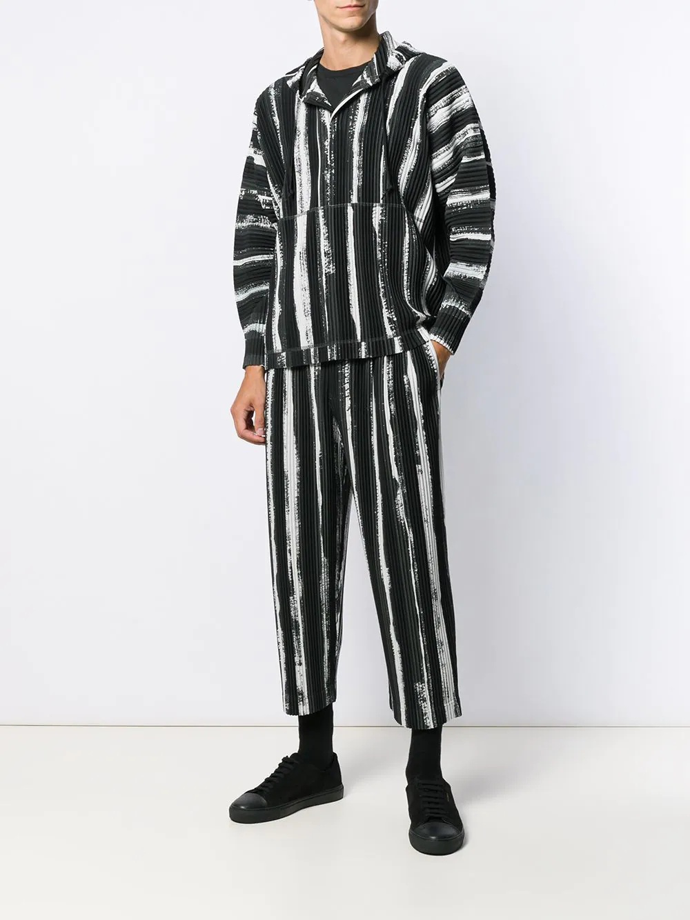 pleated stripe hoodie - 2