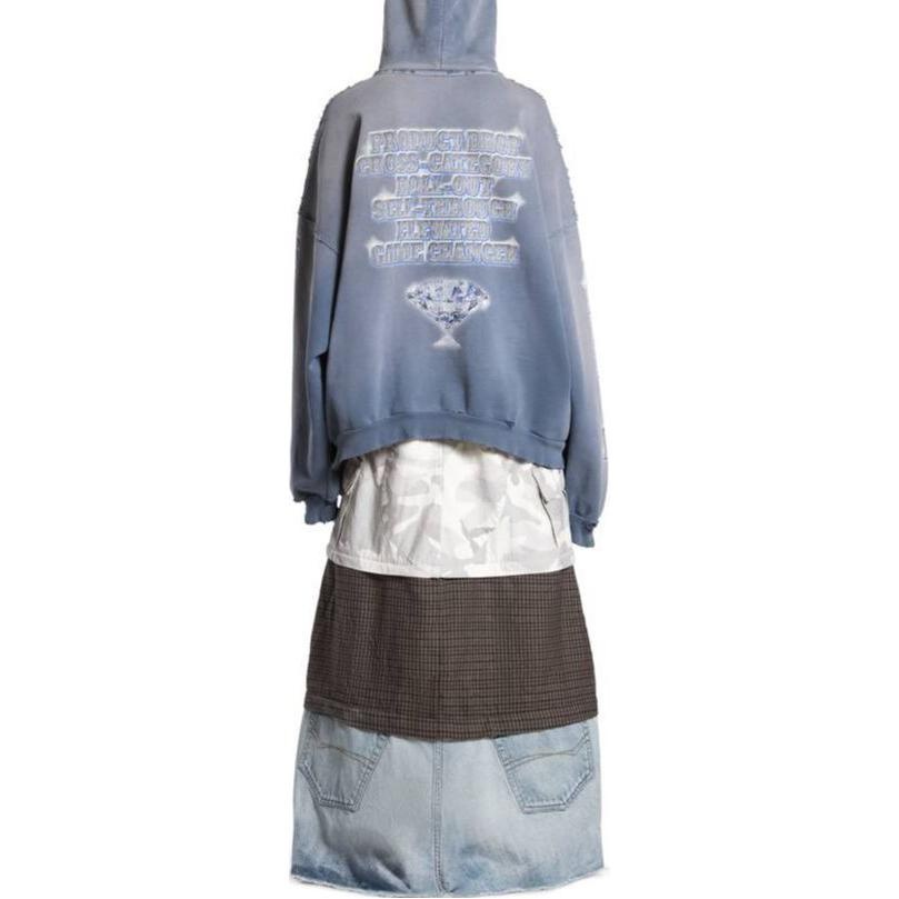 (WMNS) Balenciaga Snbn Hoodie 'Blue' 739024TQVE74108 - 4