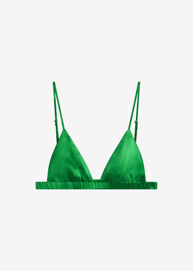 Nina Silk Bralette - Kelly Green - 1