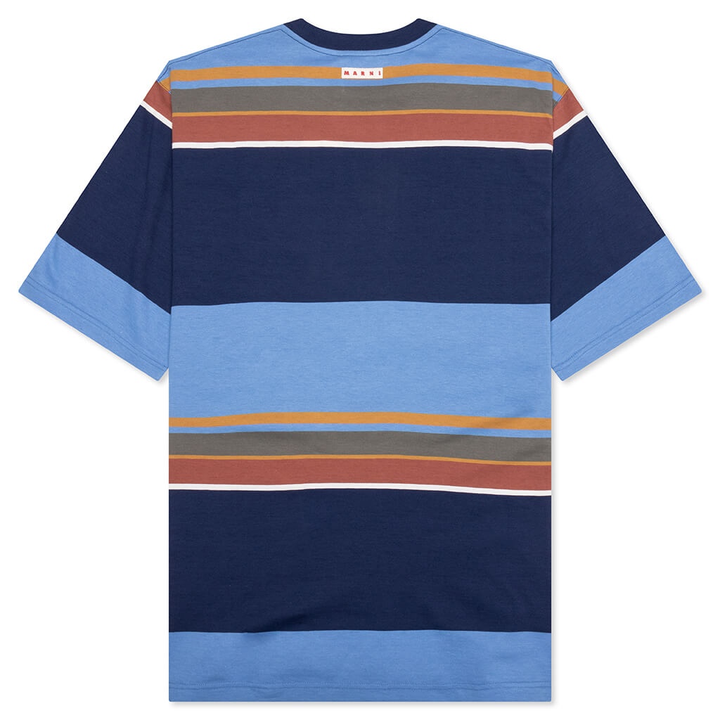 STRIPED ORGANIC COTTON T-SHIRT - GLASS BLUE - 2