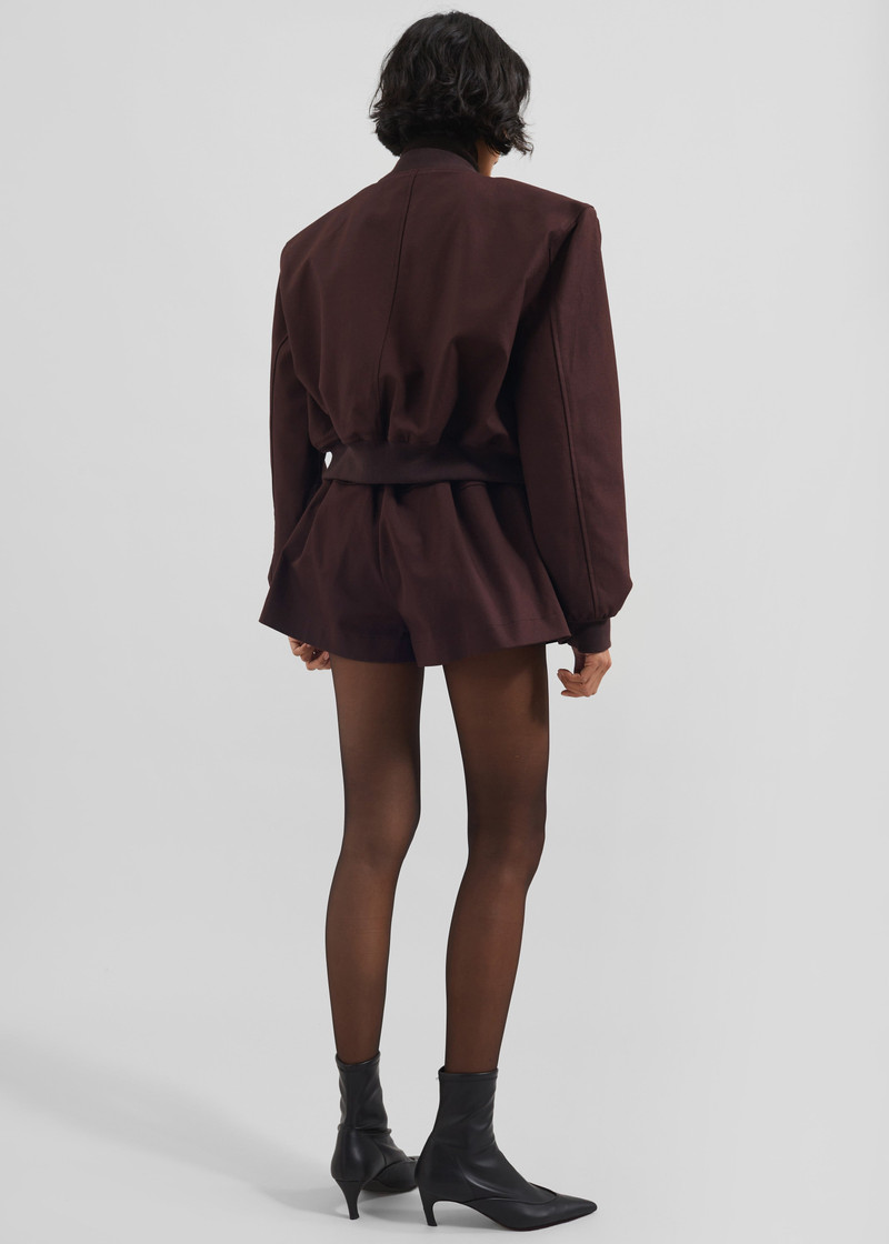 Pomona Crop Bomber Jacket - Burgundy 8