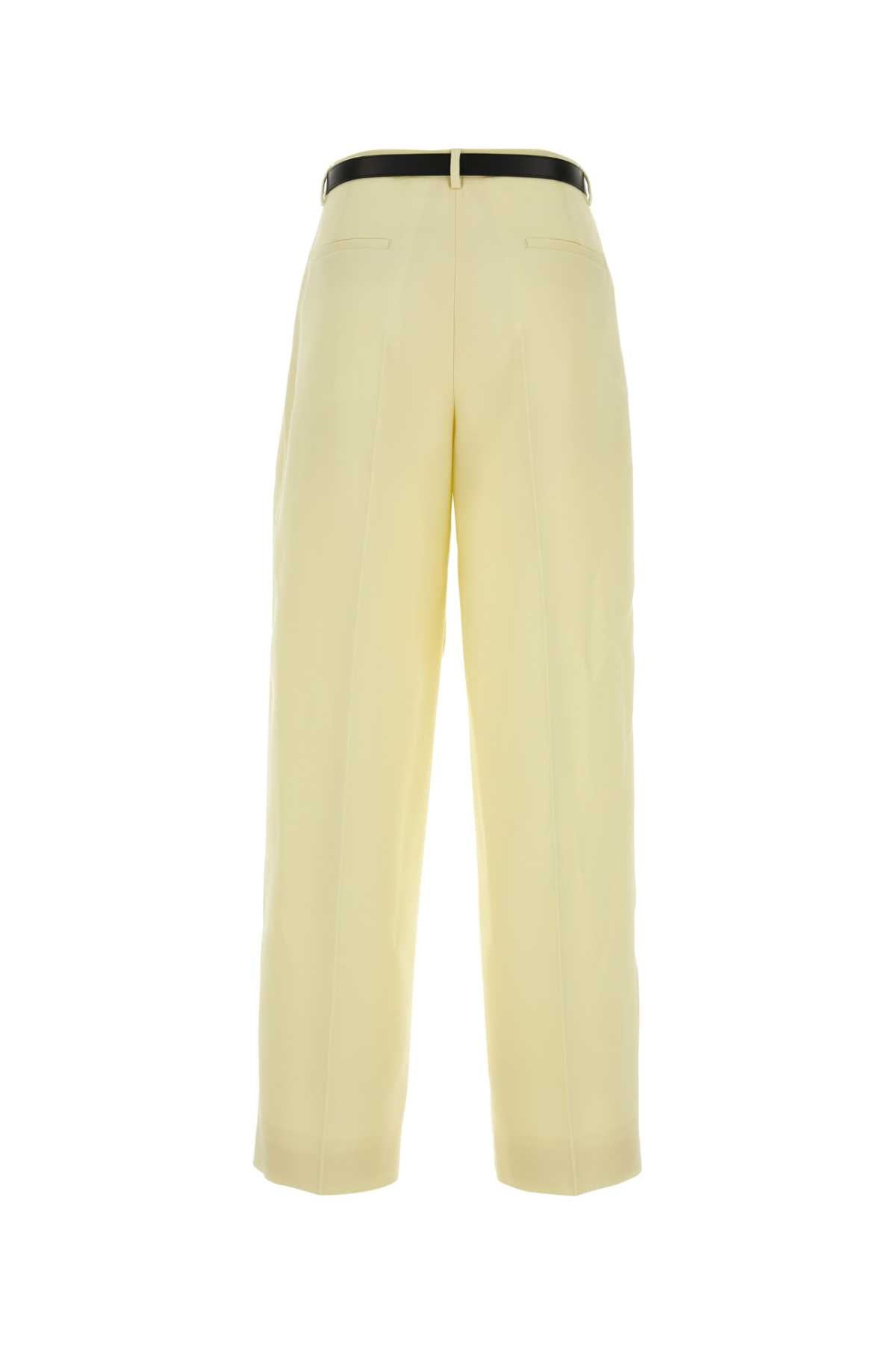 Jil Sander Women Pastel Yellow Gabardine Wide-Leg Pant - 2