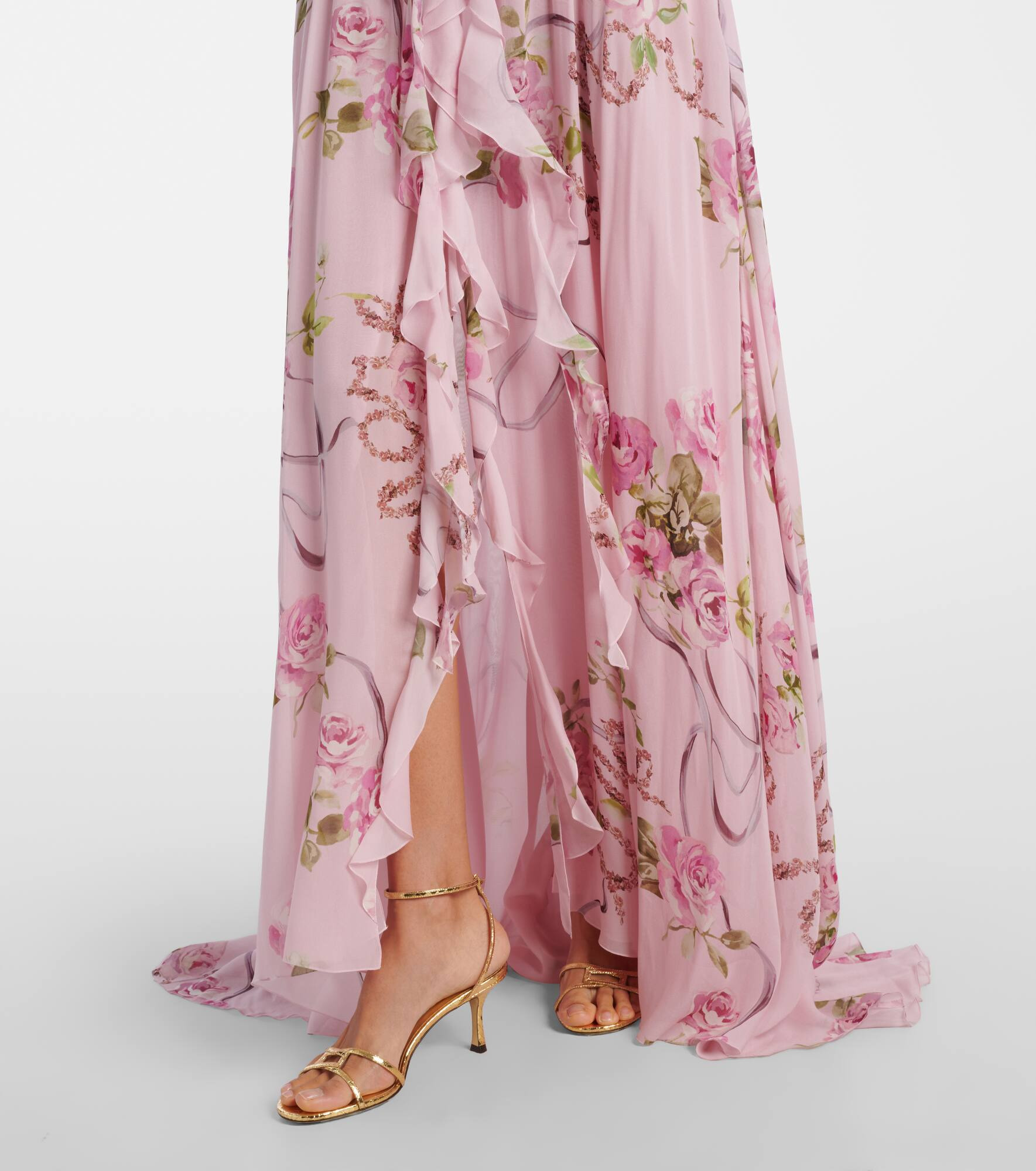 Floral ruffled georgette maxi dress - 6