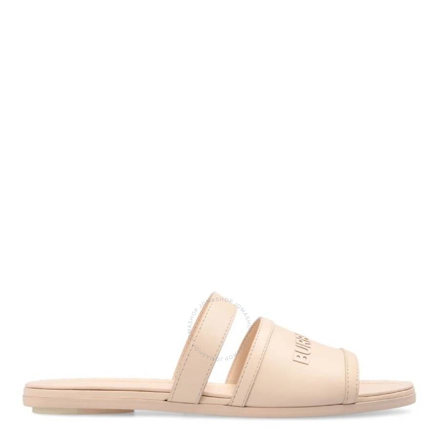 Burberry Ladies Pale Peach Honour Leather Flat Sandals, Brand Size 35 ( US Size 5 ) - 1