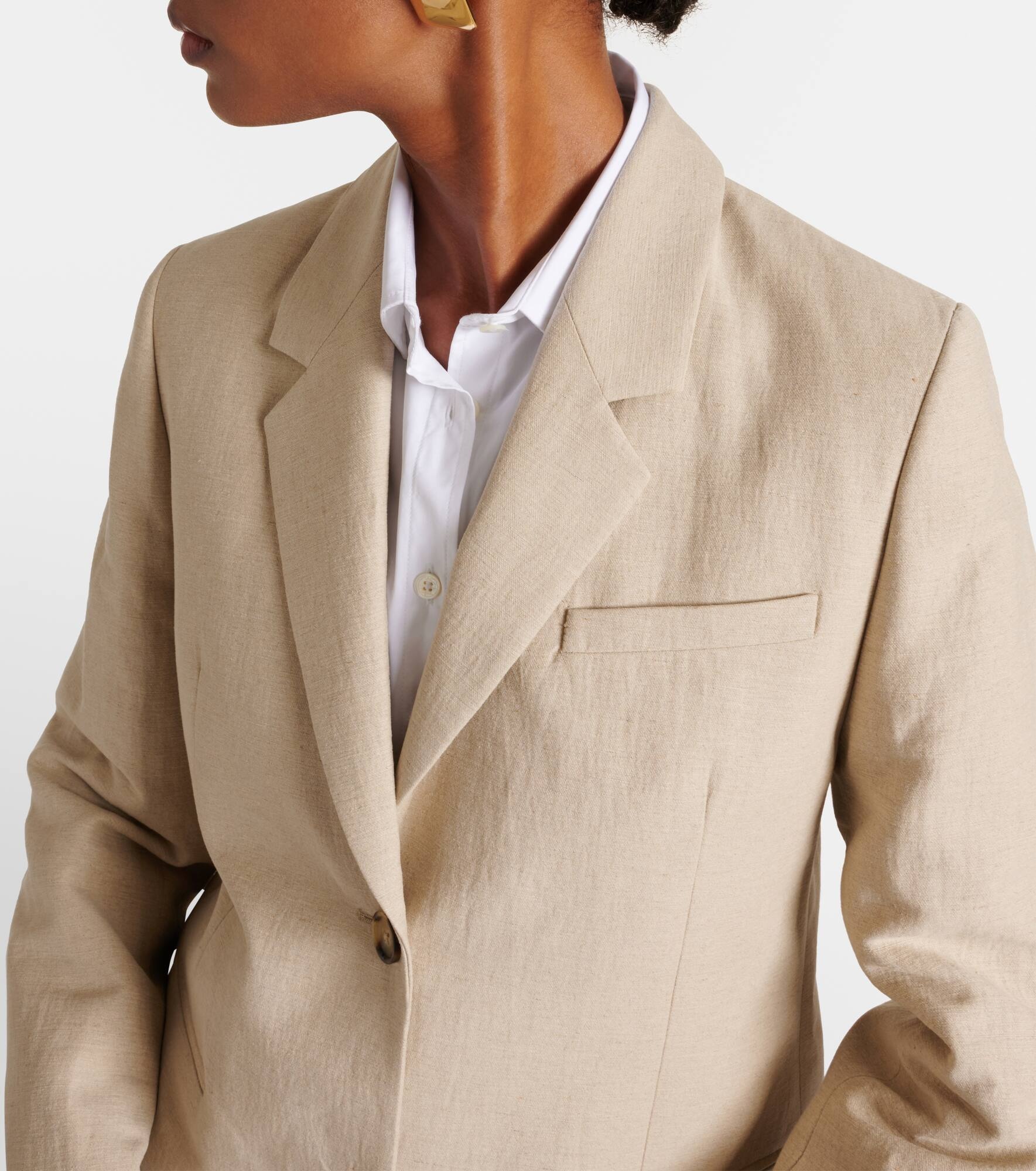 Single-breasted linen-blend blazer - 5