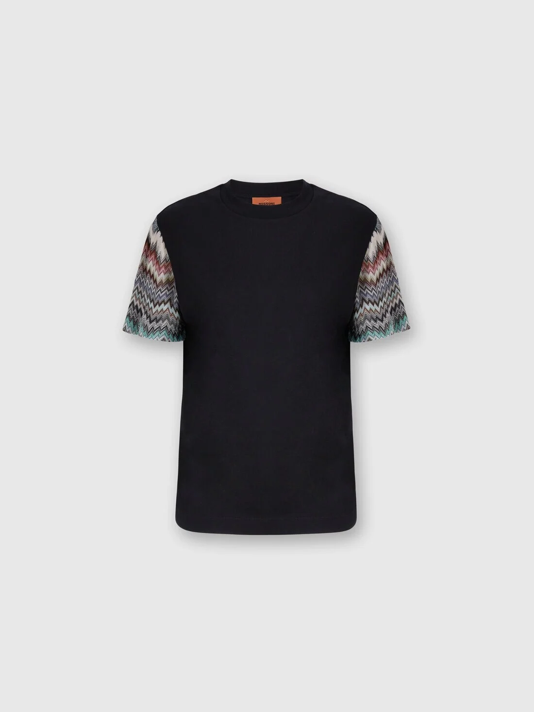 Short Sleeve T-Shirt with Snake Pattern Insert - 1