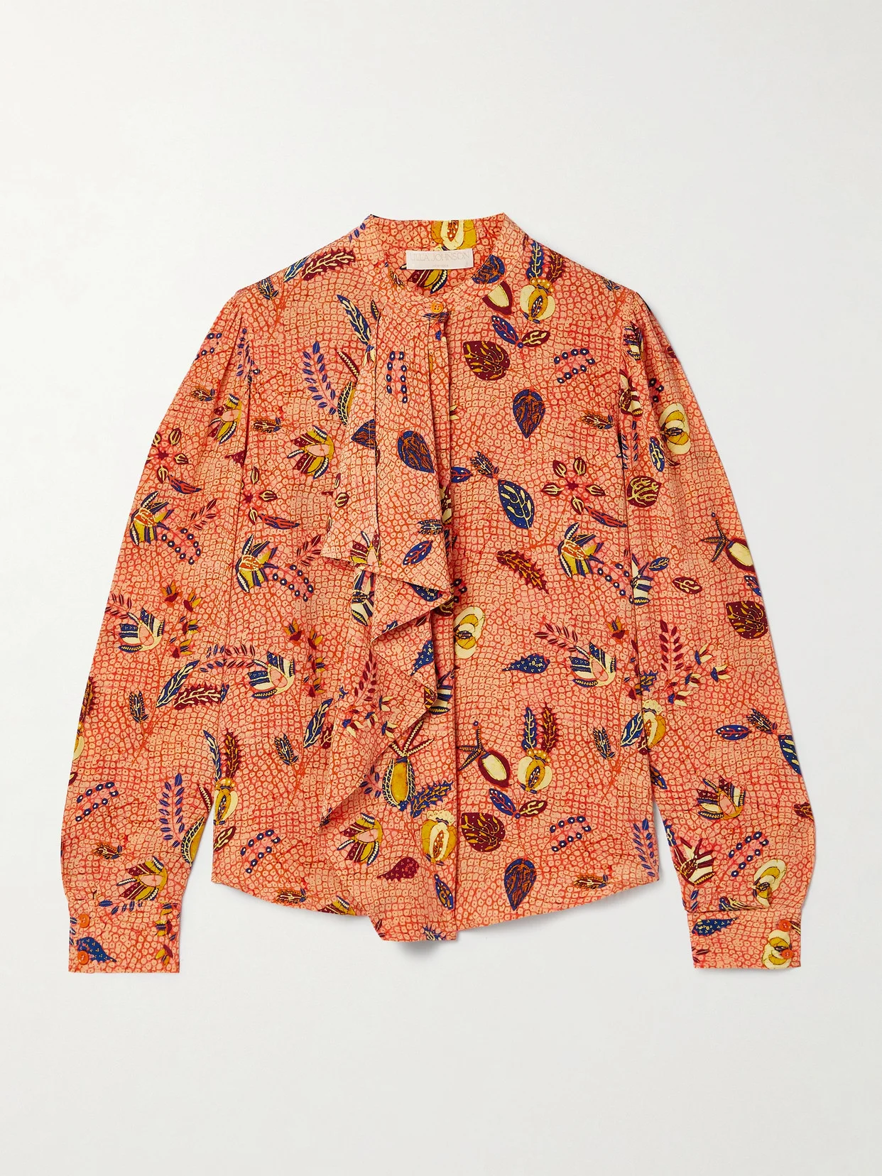 Ashlyn Ruffled Printed Silk Crepe De Chine Blouse - 1