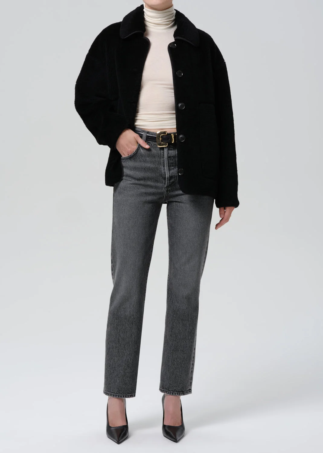 Astrid Sherpa Jacket In Black - 1