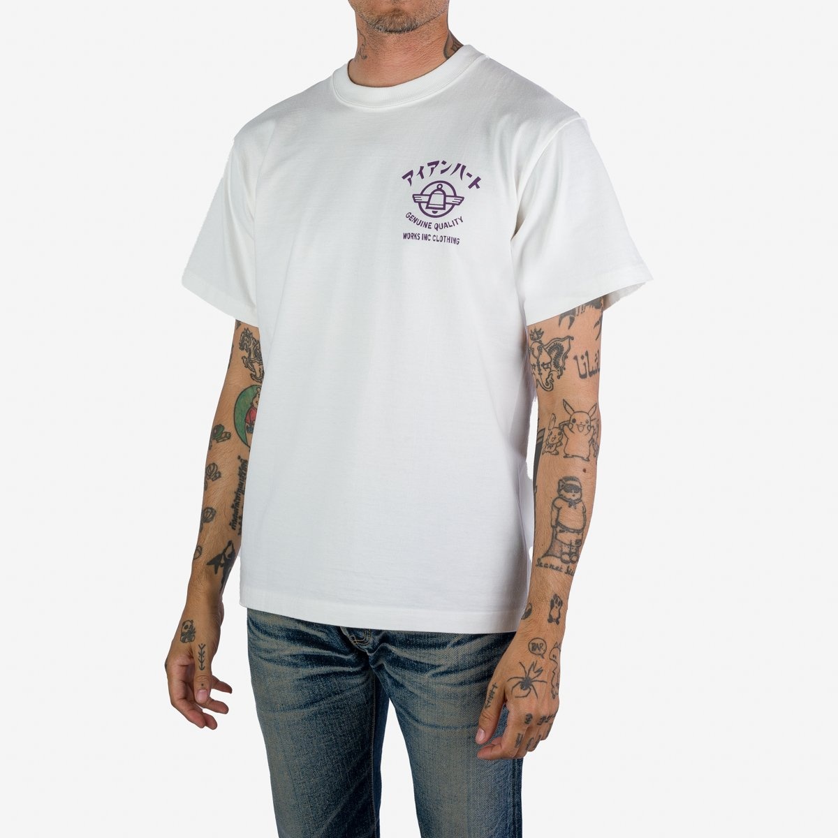 IHPT-2305-WHT 7.5oz Printed Loopwheel Crew Neck T-Shirt - White - 2