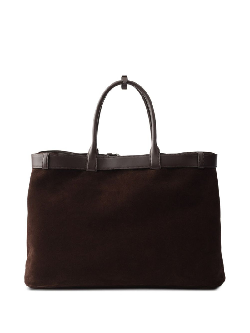 Prada buckled suede tote bag outlook