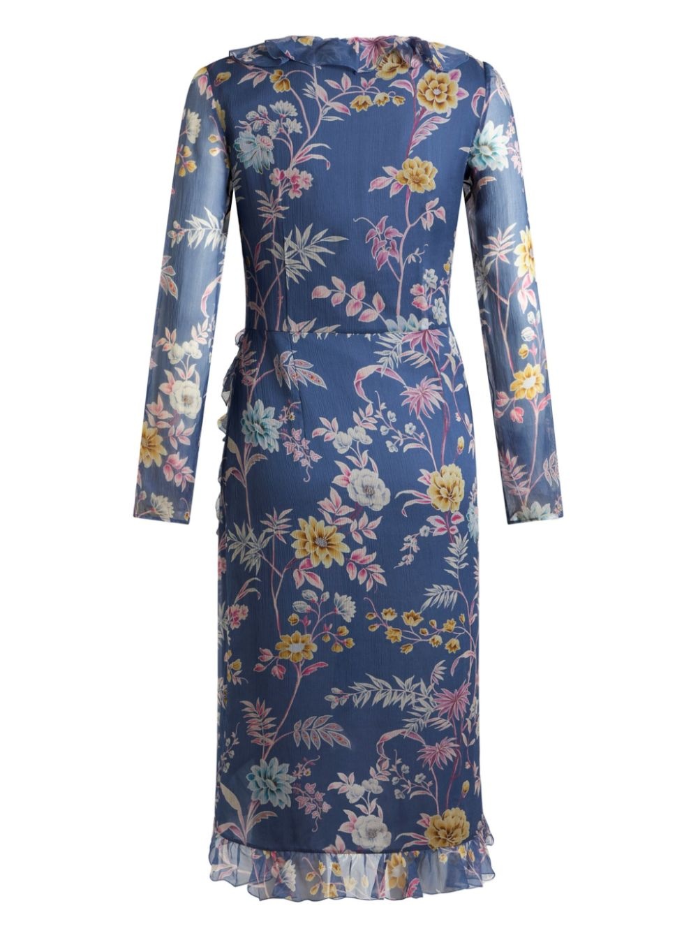 floral-print silk wrap dress - 2