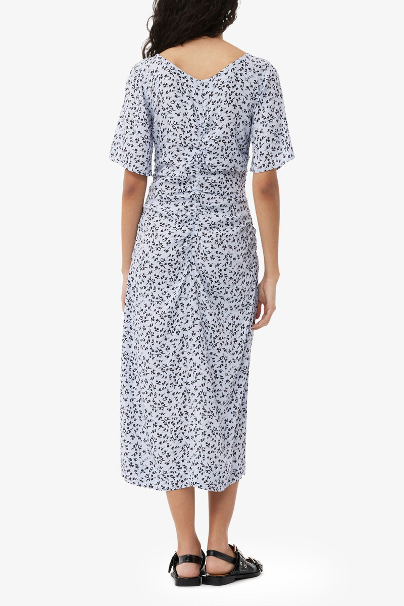 PRINTED CREPE U-NECK MIDI DRESS 3