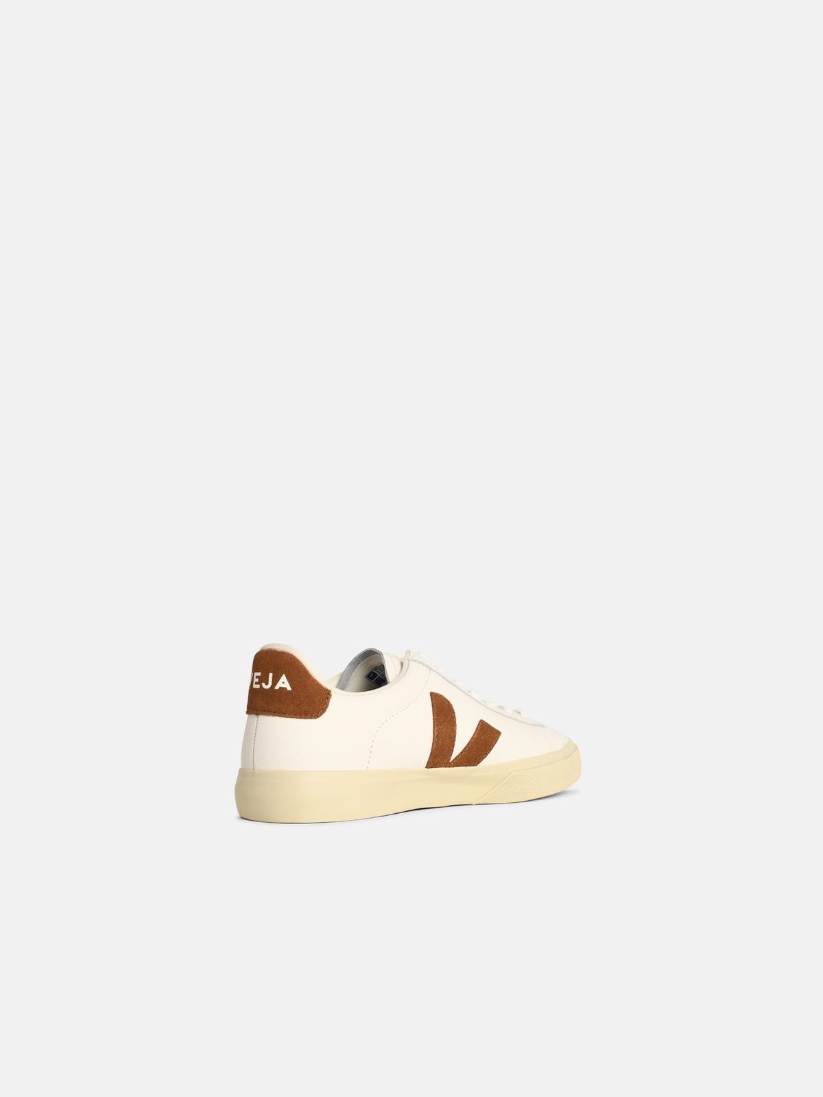 'CAMPO' WHITE LEATHER AND COGNAC SNEAKERS - 3
