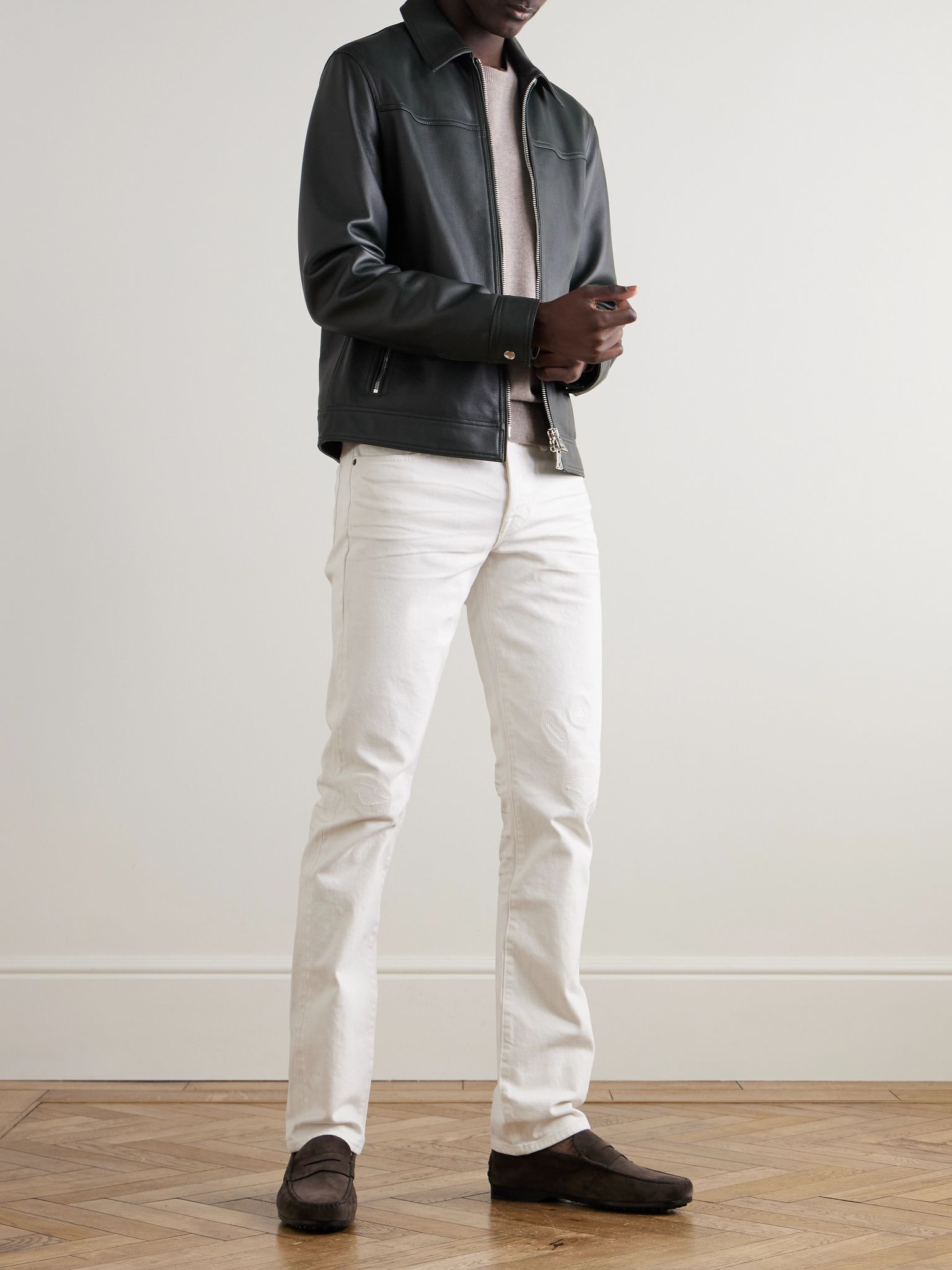 Slim-Fit Straight-Leg Selvedge Jeans Ivory - 2