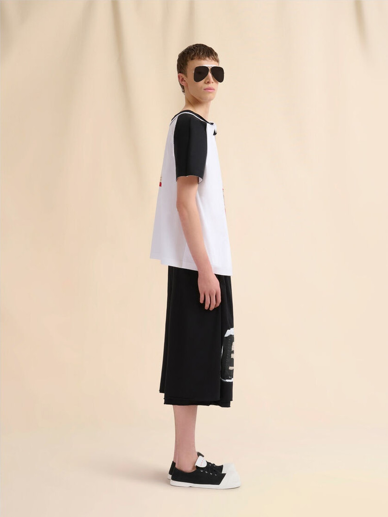 BLACK COTTON 3/4 TROUSERS WITH PRINTED QUOTES 5