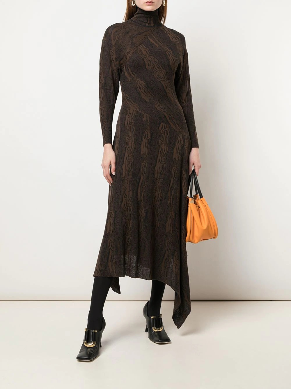 woodgrain jacquard knitted dress - 2