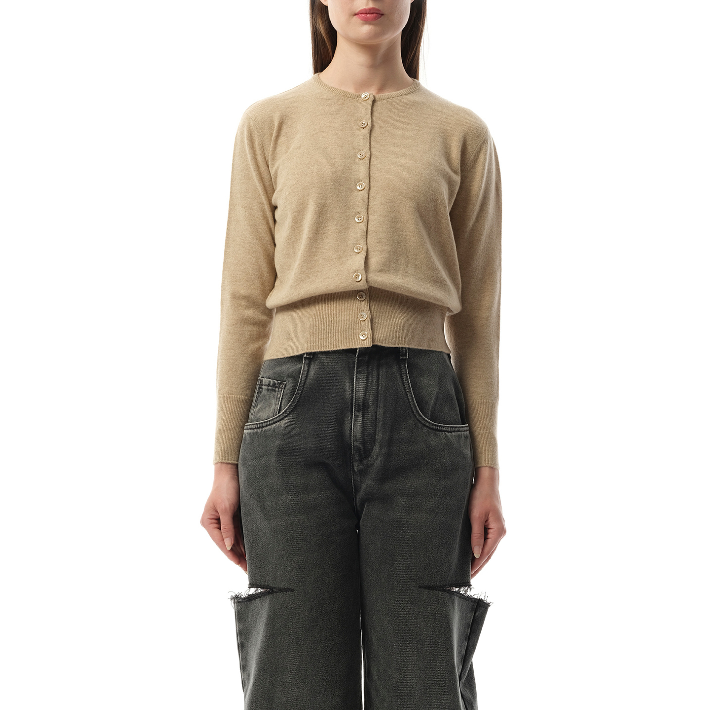 Virgin Wool Cardigan in Walnut - 1