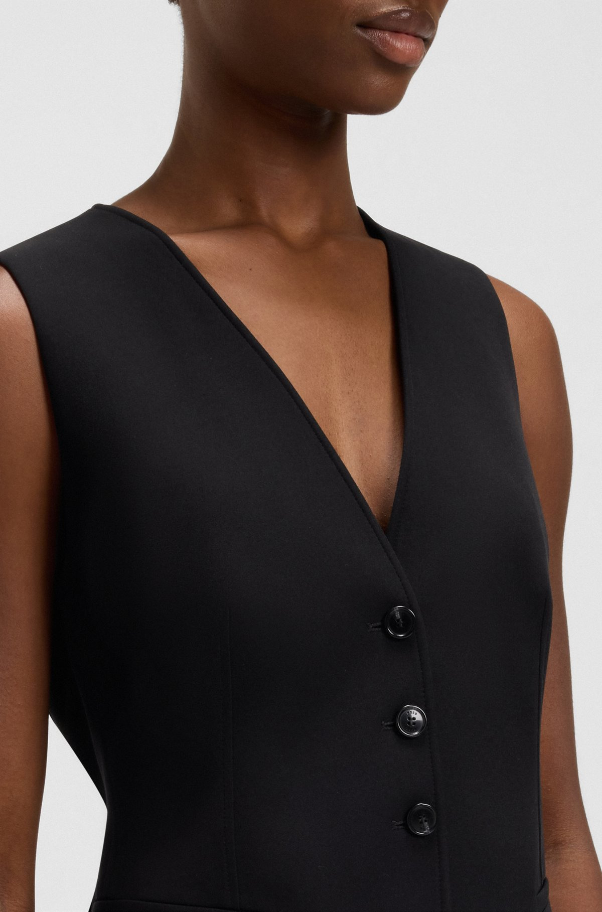 ADJUSTABLE WAISTCOAT IN STRETCH CREPE - 6