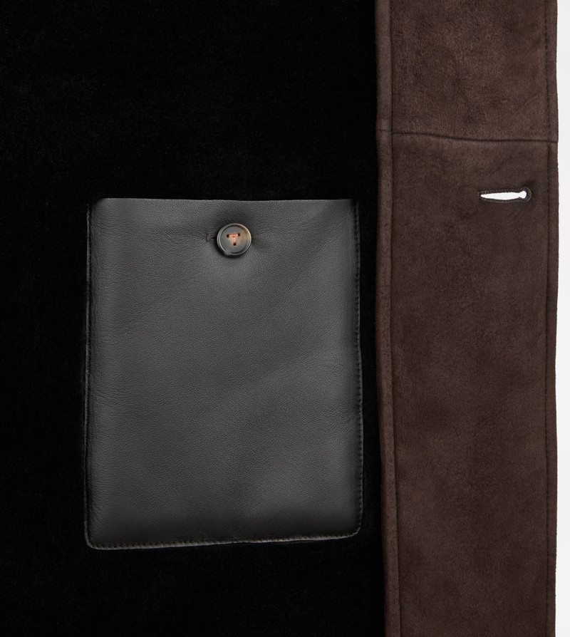 CASTELLO JACKET IN SHEARLING VELOUR - BROWN 9