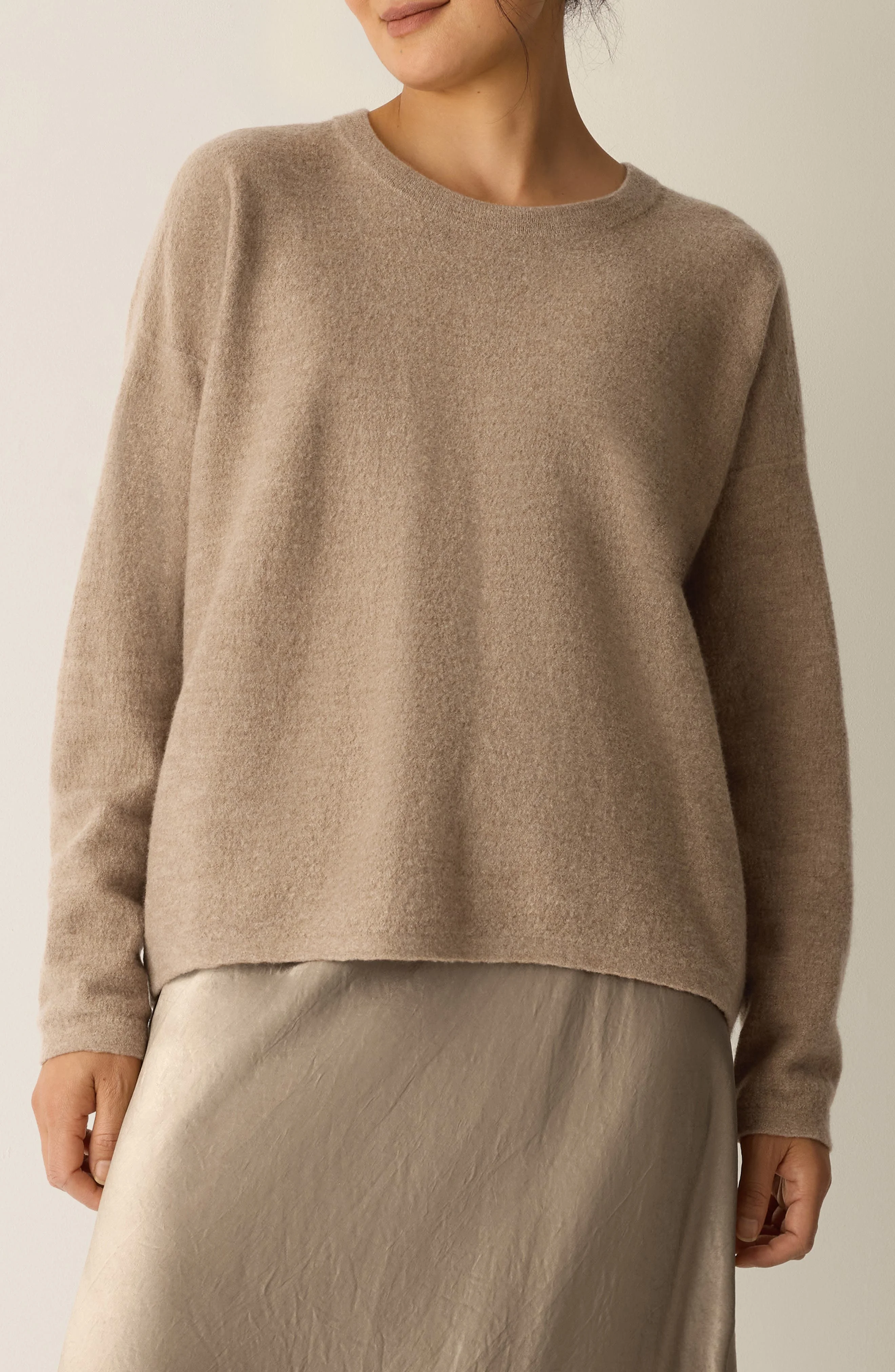 Eileen Fisher Relaxed Fit Wool Felt Sweater in Biscuit at Nordstrom - 1