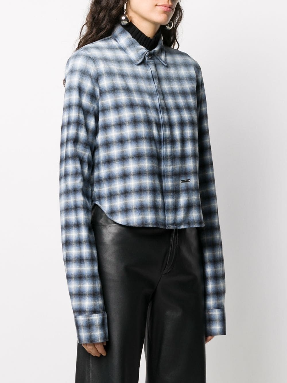 plaid button-front shirt - 3