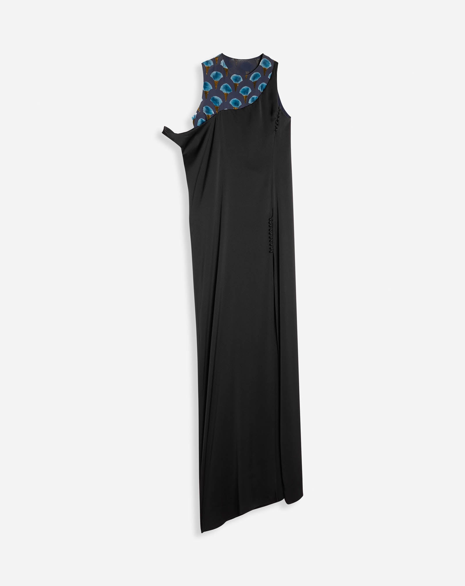 ASYMMETRICAL DRAPED SATIN MIDI DRESS - 1