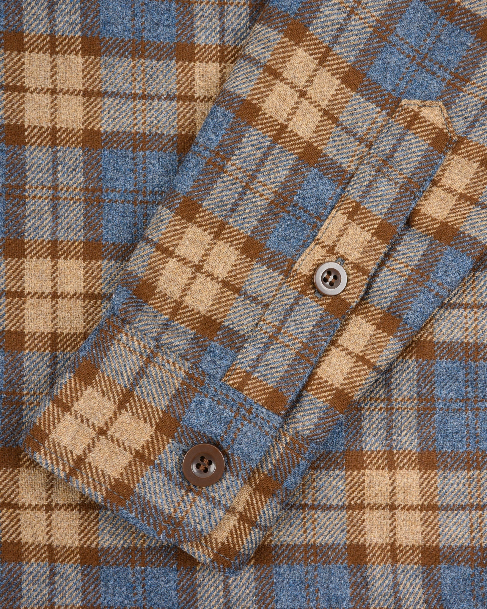 14OZ FOX BROTHERS® WOOL CPO SHIRT - TUSCAN BROWN CHECK TWILL FLANNEL - 9