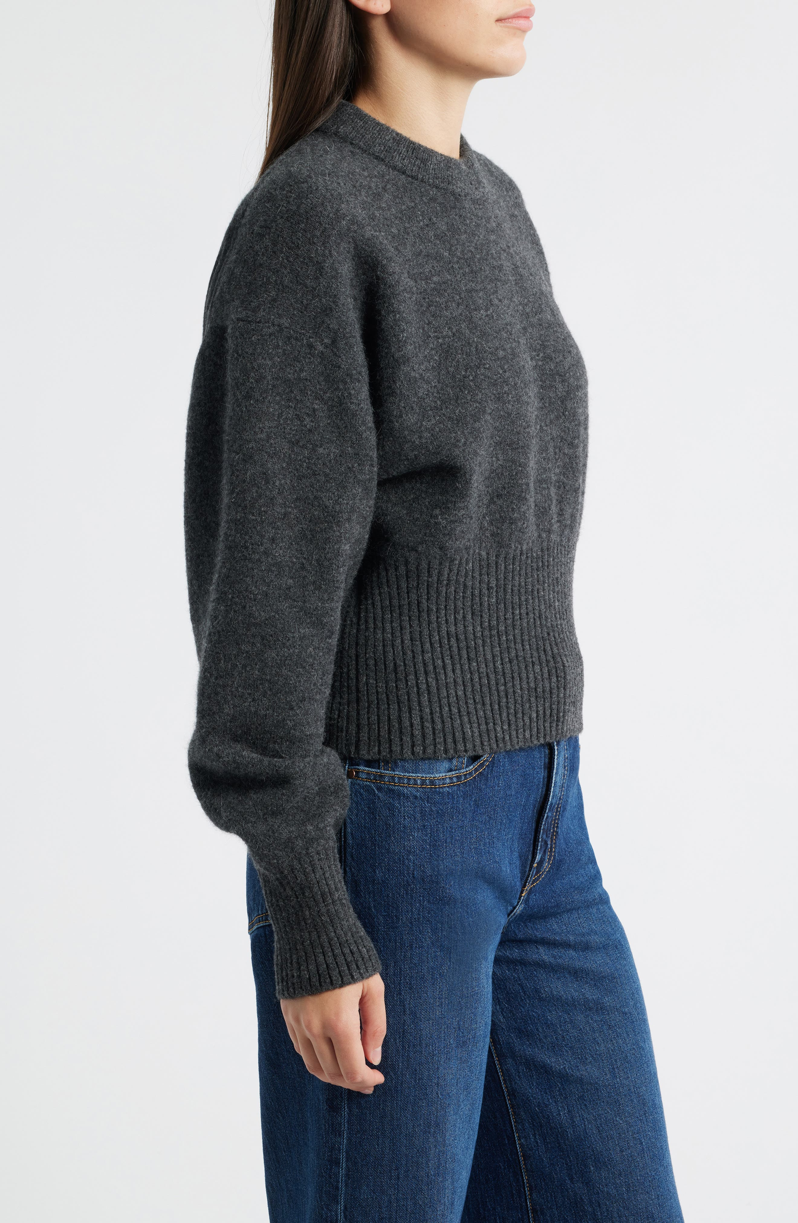 Proenza Schouler Randi Boiled Wool Blend Sweater in Dark Grey at Nordstrom - 3