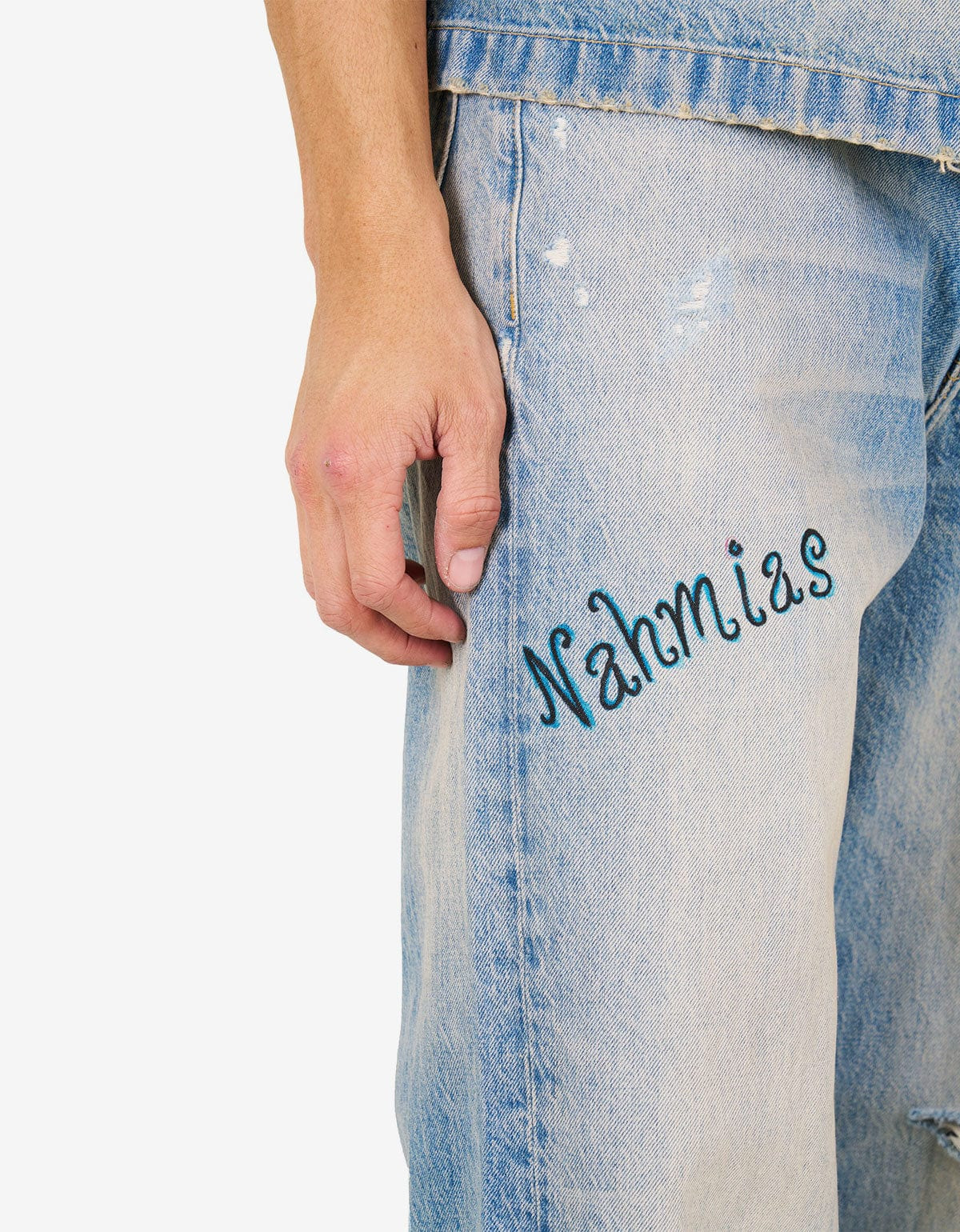 Nahmias Blue Bandaid Baggy Jeans - 4