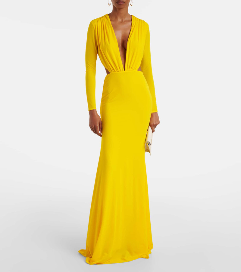 ALEX PERRY Ruched open-back crêpe jersey gown outlook